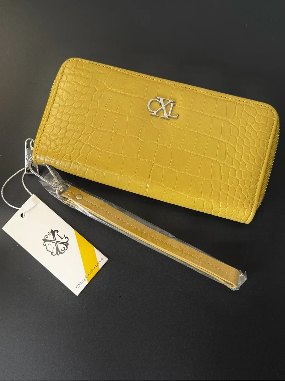 Christian Lacroix CXL Kara Croco Zip Around Wristlet Wallet - Moss
